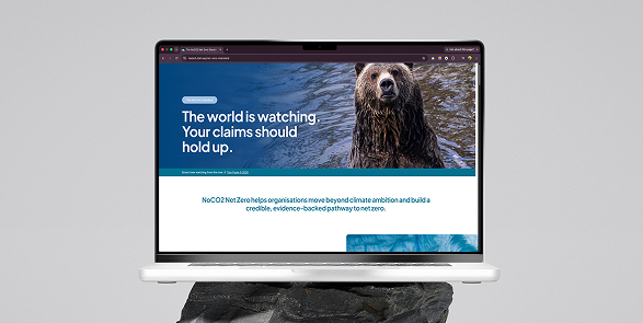 NoCO2 Net Zero website shown on a laptop